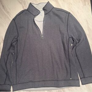 Tommy Bahama 1/4 Zip Reversible Sweater Mens Medium Gray Collared